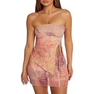 Tiger Mist Multicolor Asymmetrical Mini Skirt Set